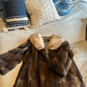 Vintage Beaver Fur Coat with Fox Fur Collar
